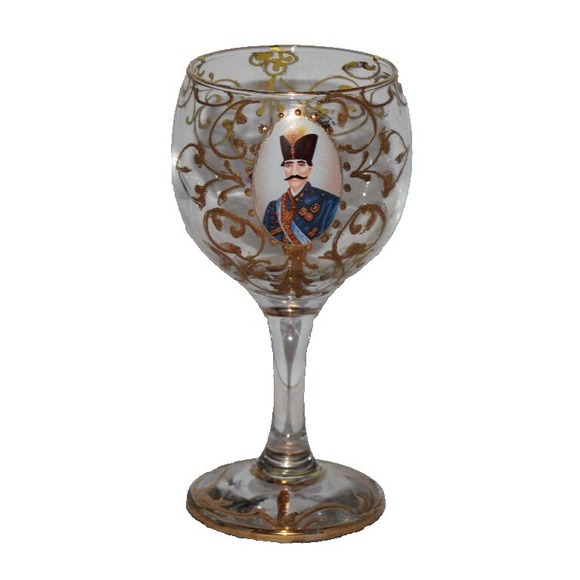 Other - antique Naser al-Din Shah Qajar of Persia stemmed wine glass clear w/ gold trim